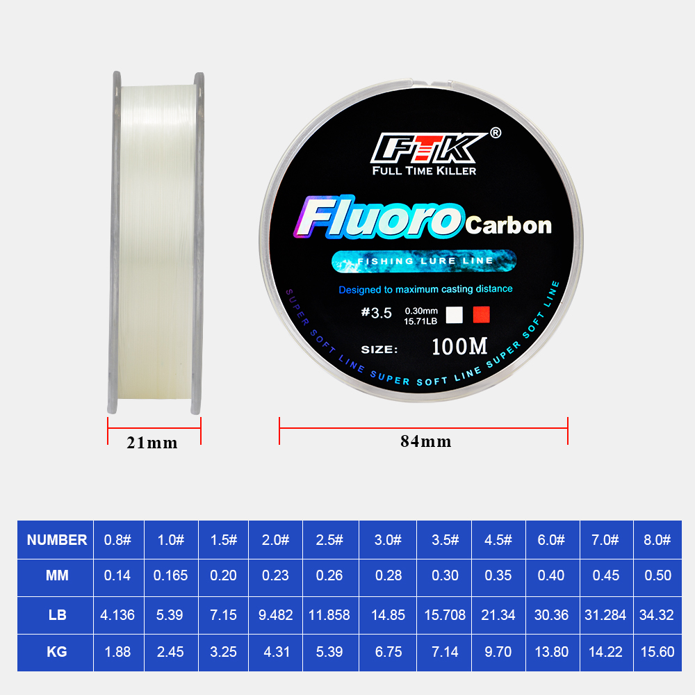 خيط صيد FTK بطول 100 متر، قوة  - مراجعة Copolymer Line وسعره